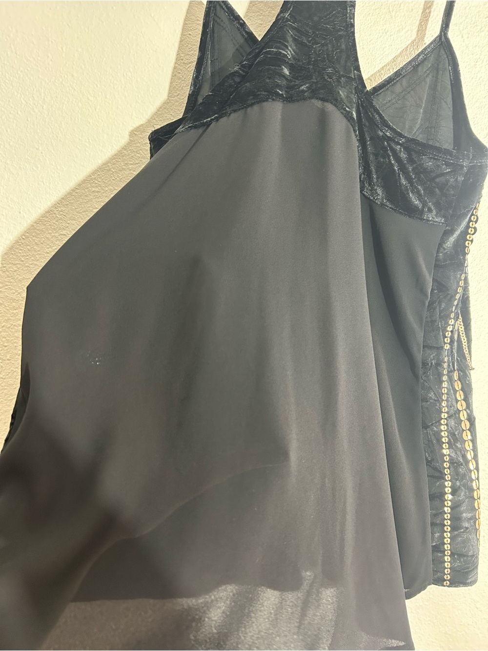 Express Black Tank Top with Gold & Silver Sequin Geometric Design - Picture 2 of 9